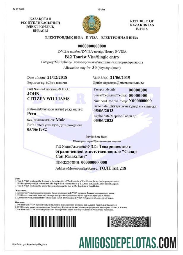 Visto E CAZAQUISTÃO baixar para verificação